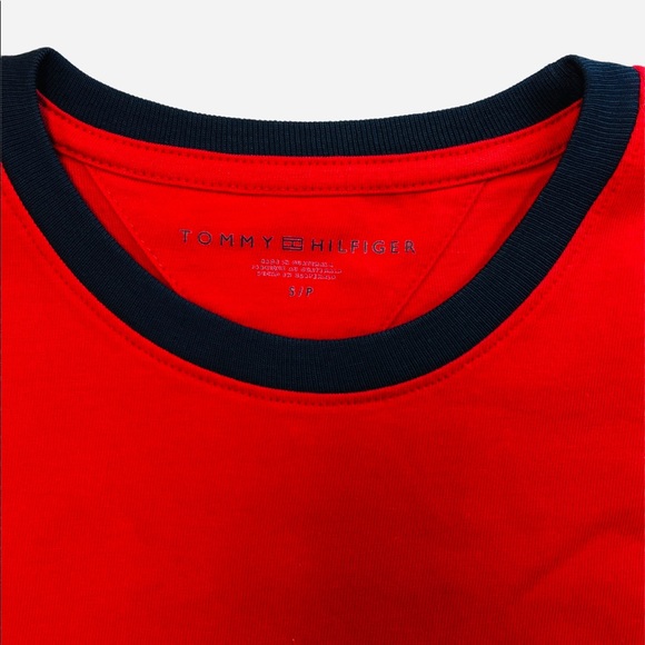 Tommy Hilfiger Mens T-Shirt Red Crewneck Logo Graphic Short Sleeve - Picture 5 of 12